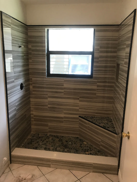Tile flooring installation example